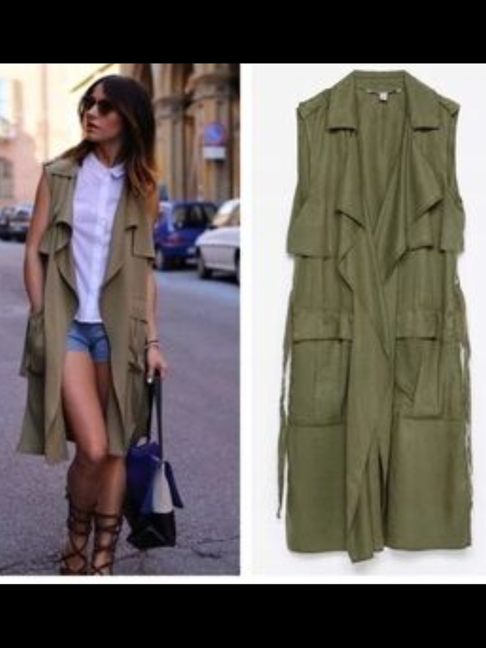 ZARA  Utility army vest, size M